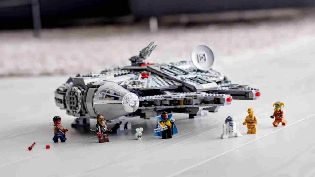 The retiring LEGO Star Wars Millennium Falcon on display