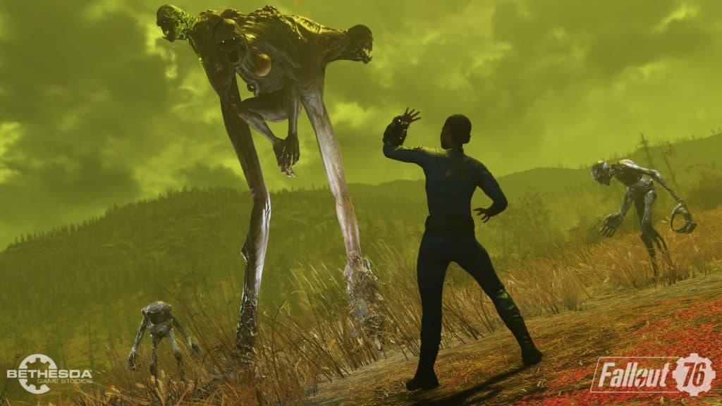Players face a mutated creature in Fallout 76