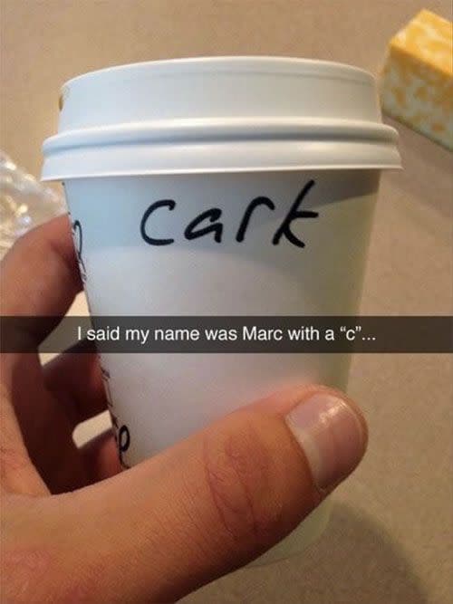 A starbucks cup that says Cark