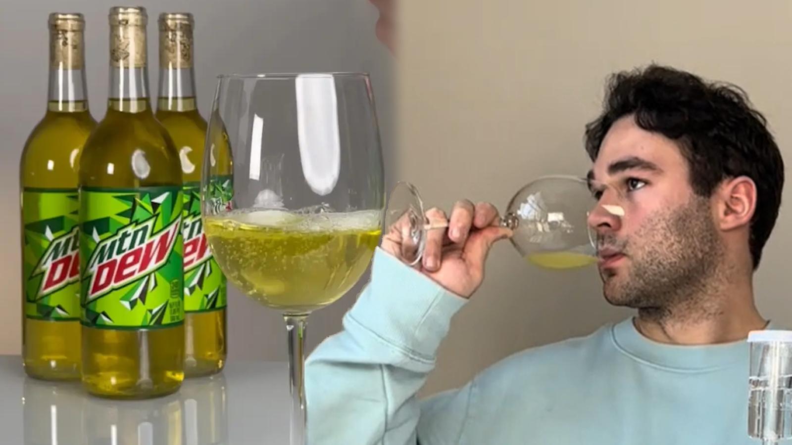 Mountain dew wine, and the creator tasting it