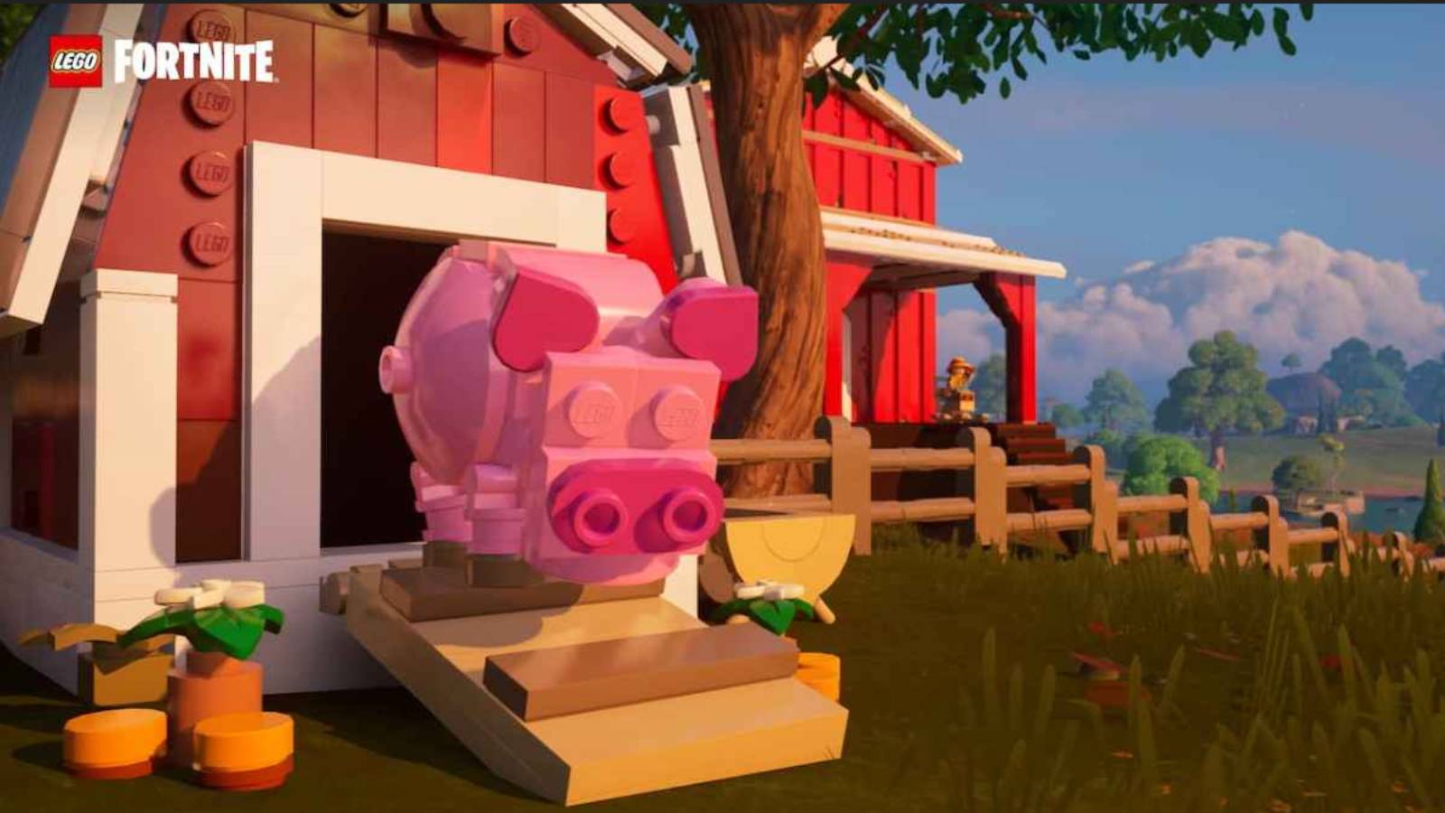 LEGO Fortnite pig coming out of Animal House