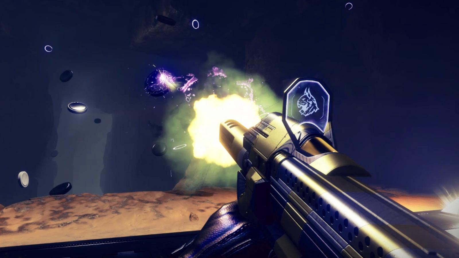 Destiny 2 Recluse shooting in Enclave's firing range.