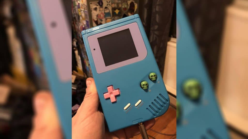Custom Game Boy belonging to chiptune artist Rainbow Trash