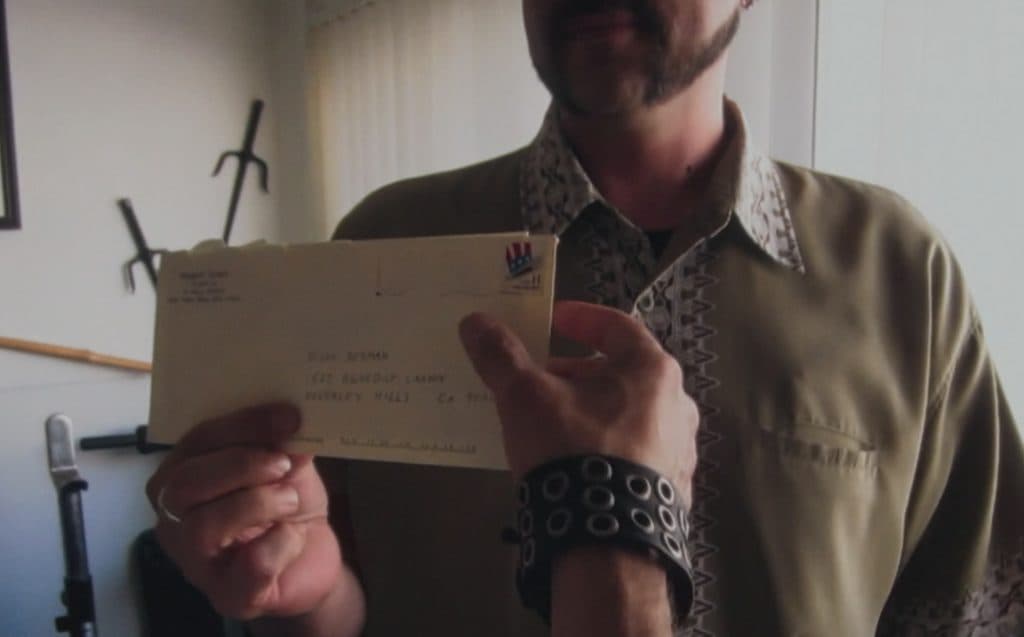 Still from The Jinx Season 1 showing Durst's letter