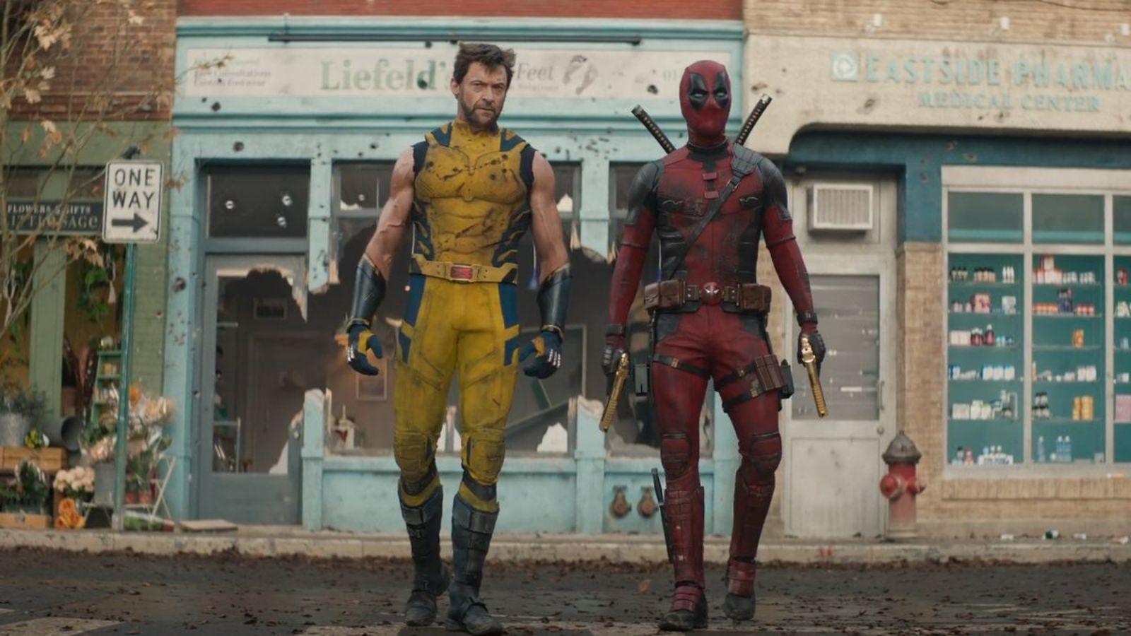 Hugh Jackman as Logan and Ryan Reynolds as Wade Wilson in Deadpool and Wolverine.