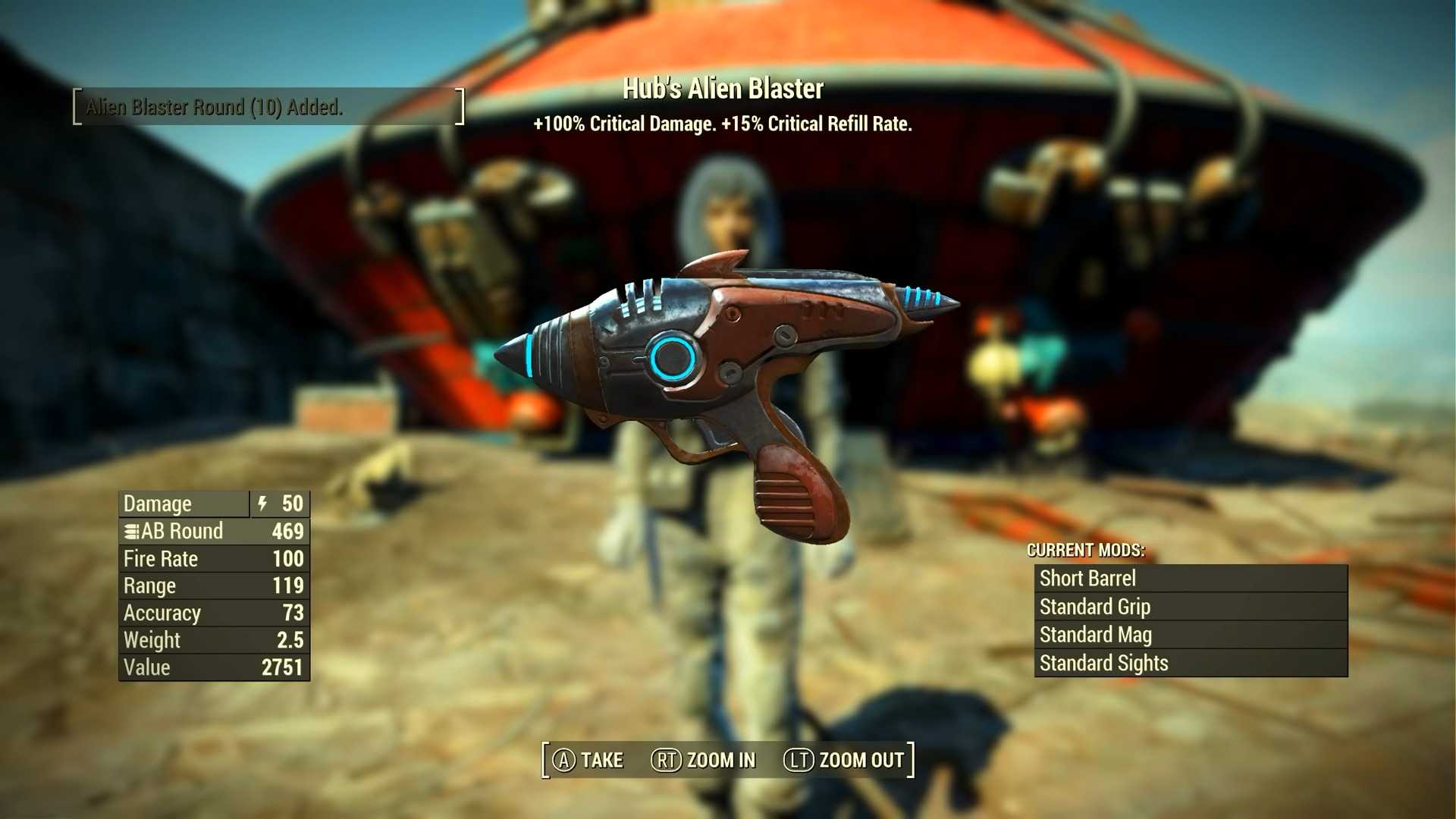 Hub's Alien Blaster pistol in Fallout 4
