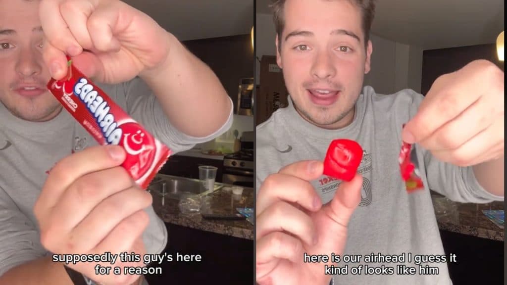 A TikTok of someone making an Airhead smaller