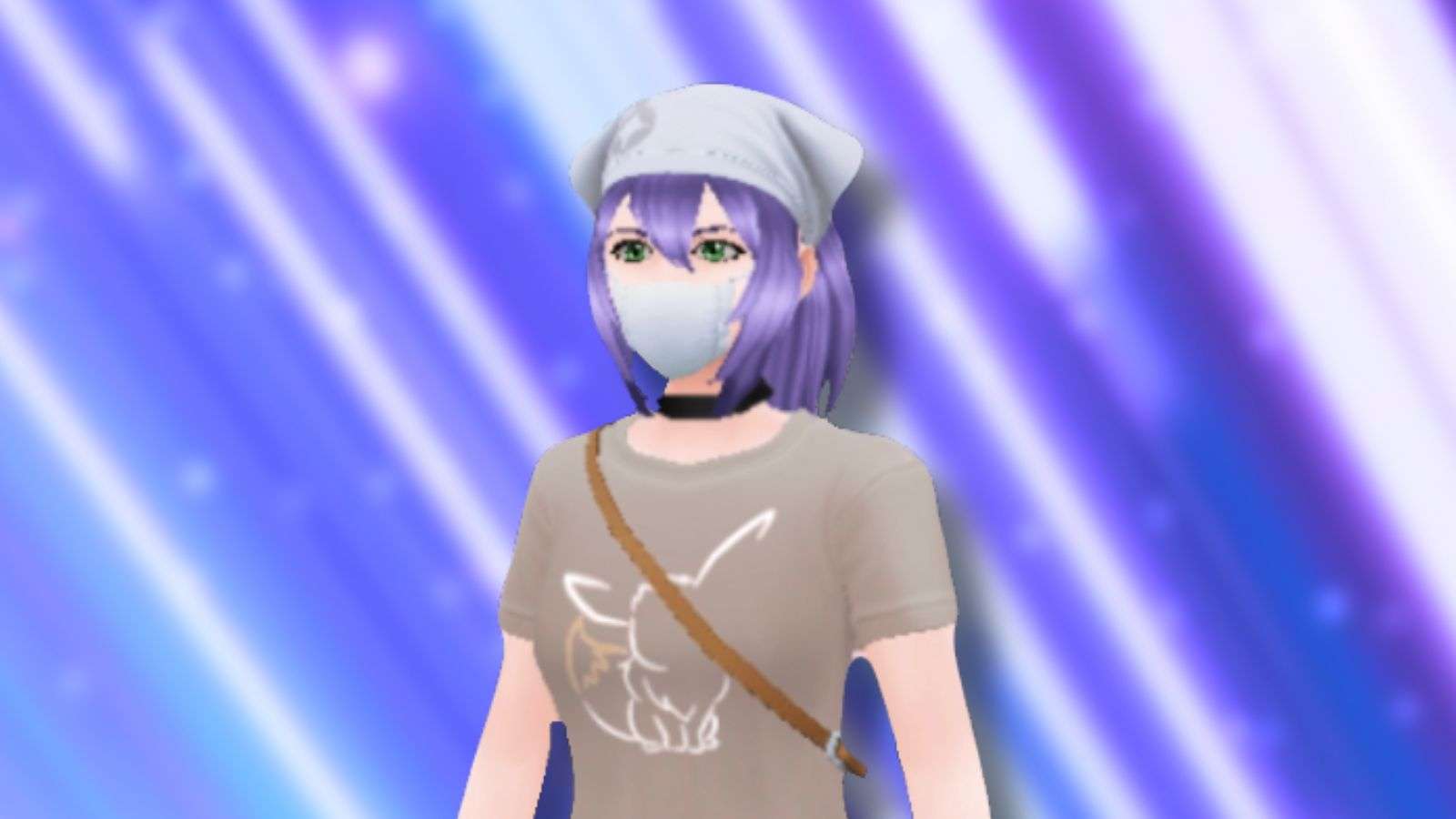 Pokemon Go avatar with stripy background.