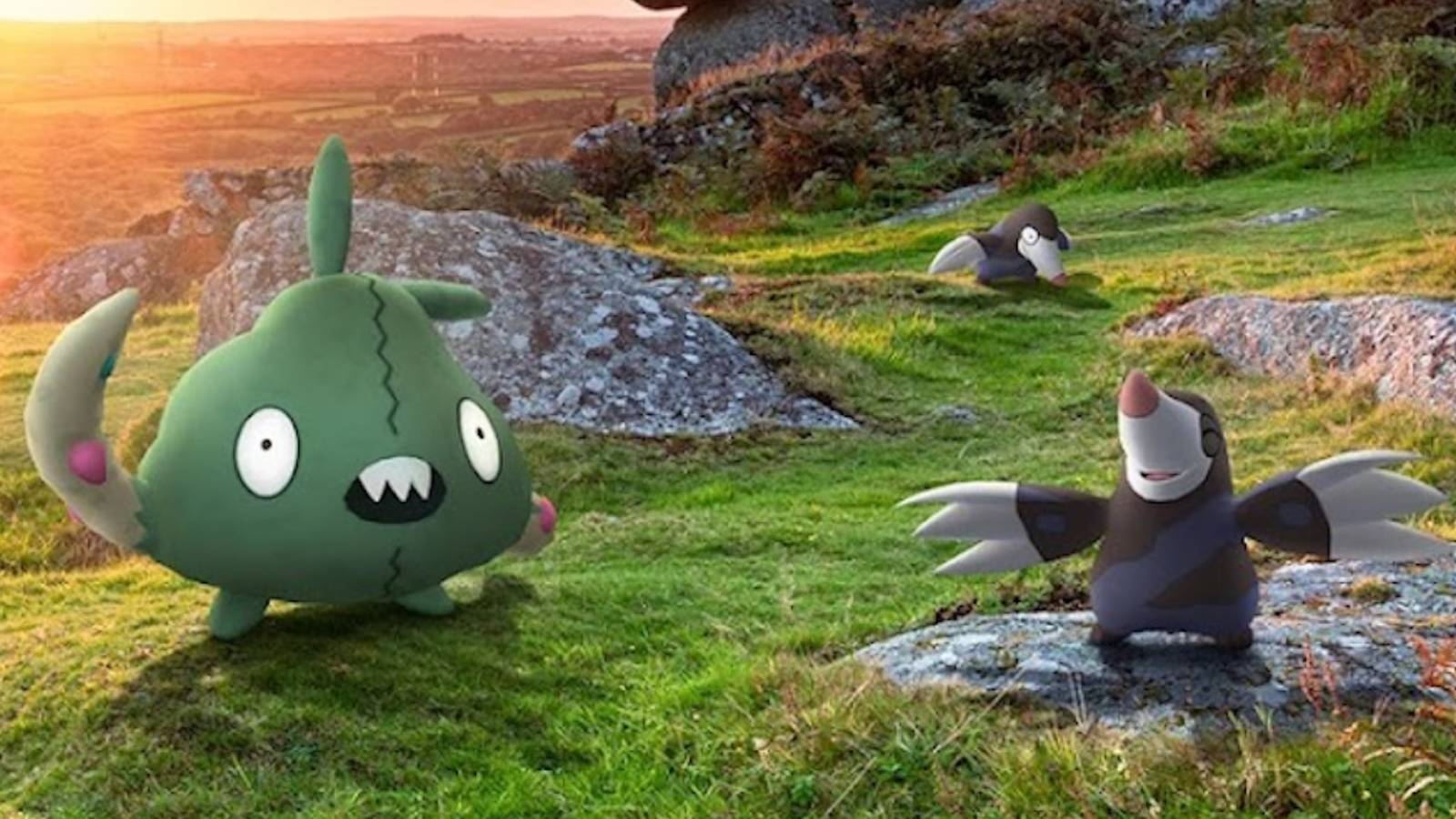Key art for Pokemon Go sustainability week shows Trubbish and Drilbur