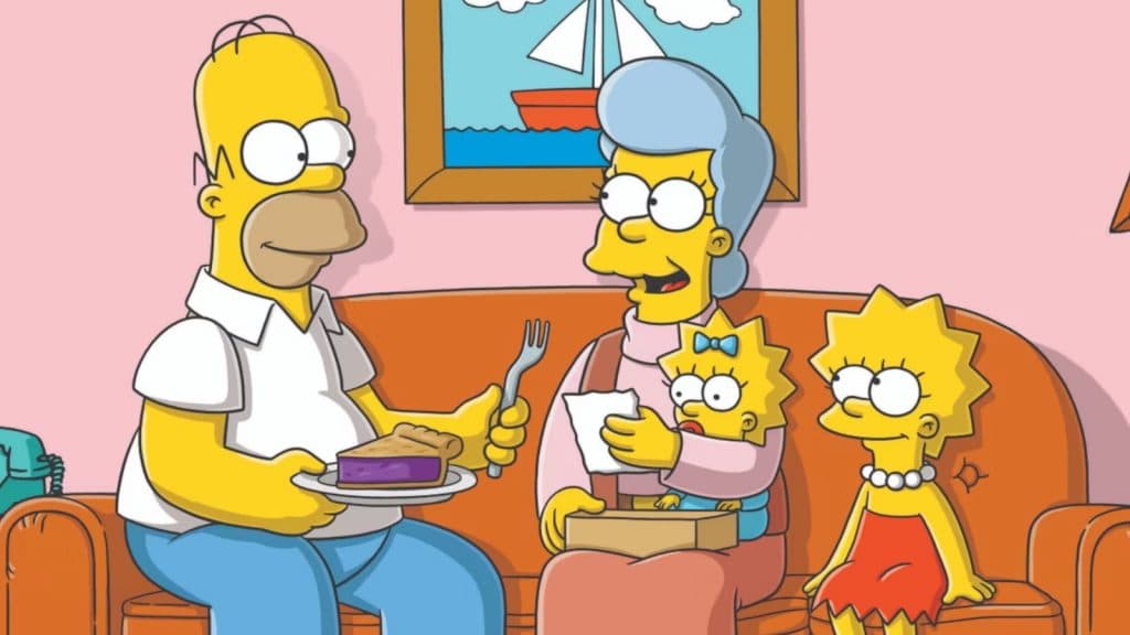 Mona Simpson sits with Homer/