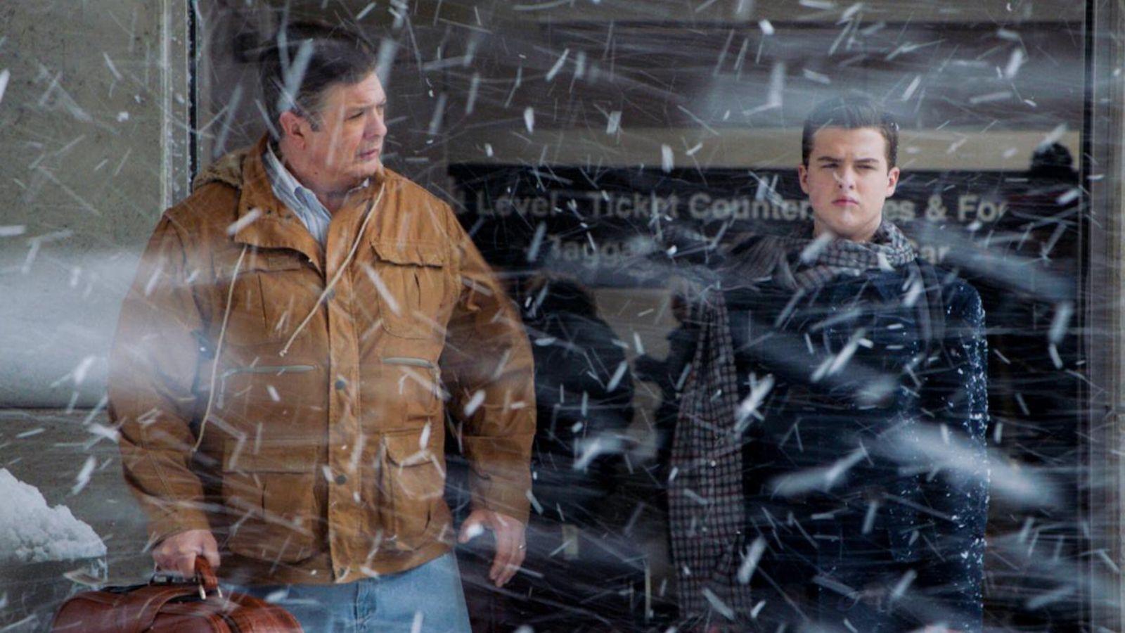 George and Sheldon in a snowstorm in Young Sheldon