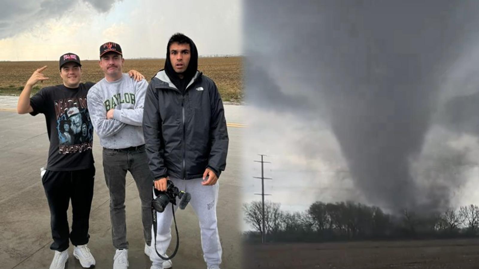 NELK boys tornado chasing, with the tornado they intercepted on the right