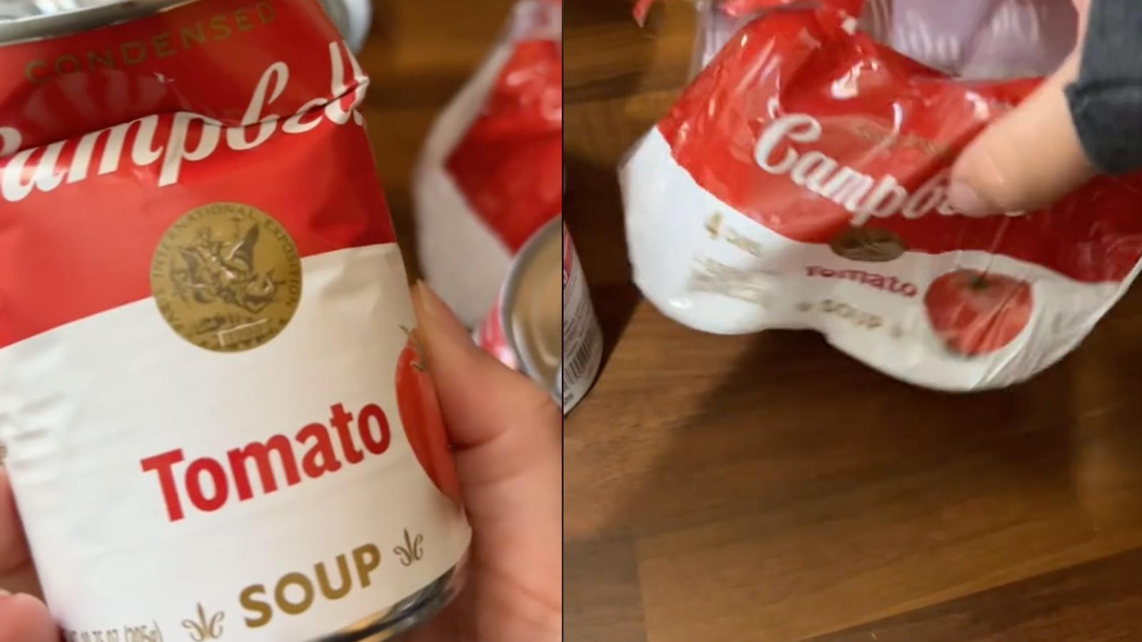 Dented Campbell's soup