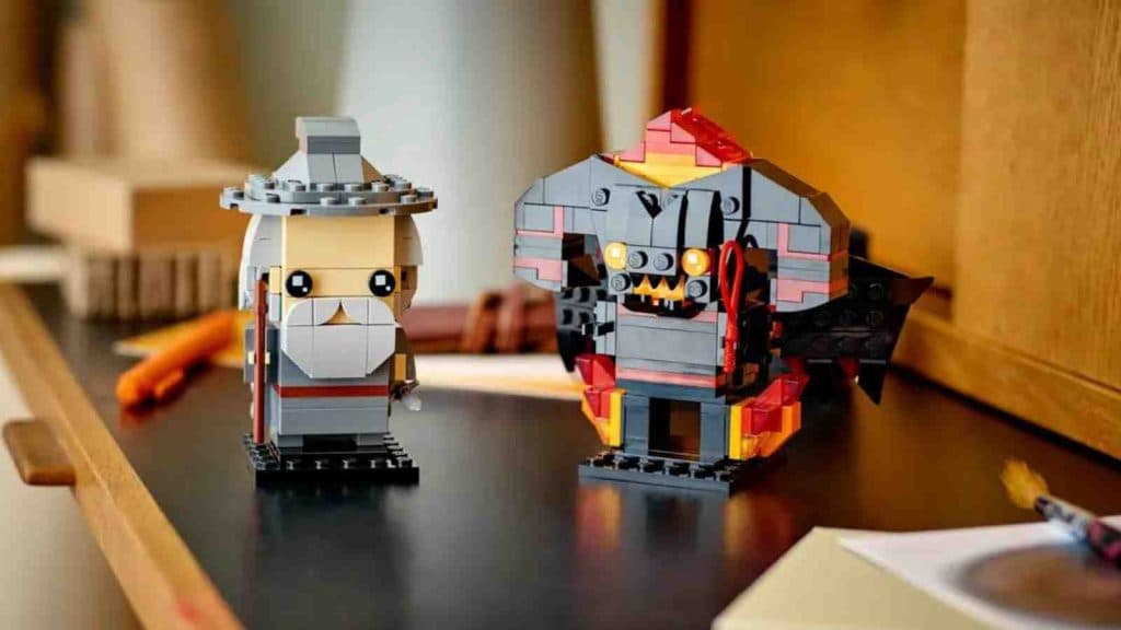 LEGO BrickHeadz Gandalf the Grey & Balrog on display
