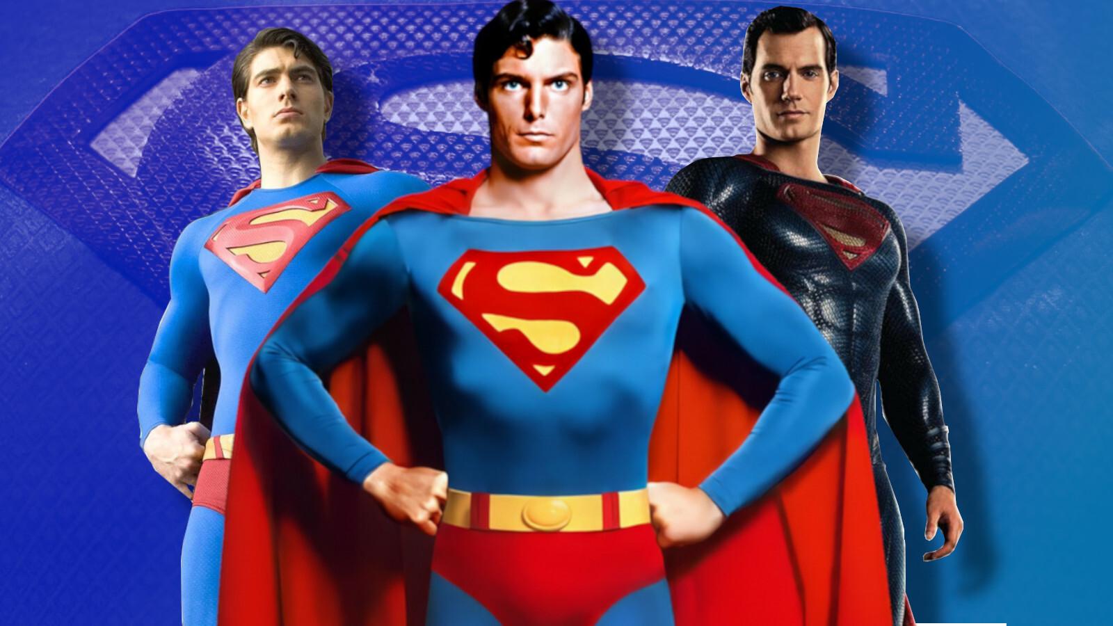 Brandon Routh, Christopher Reeve, and Henry Cavill as Superman