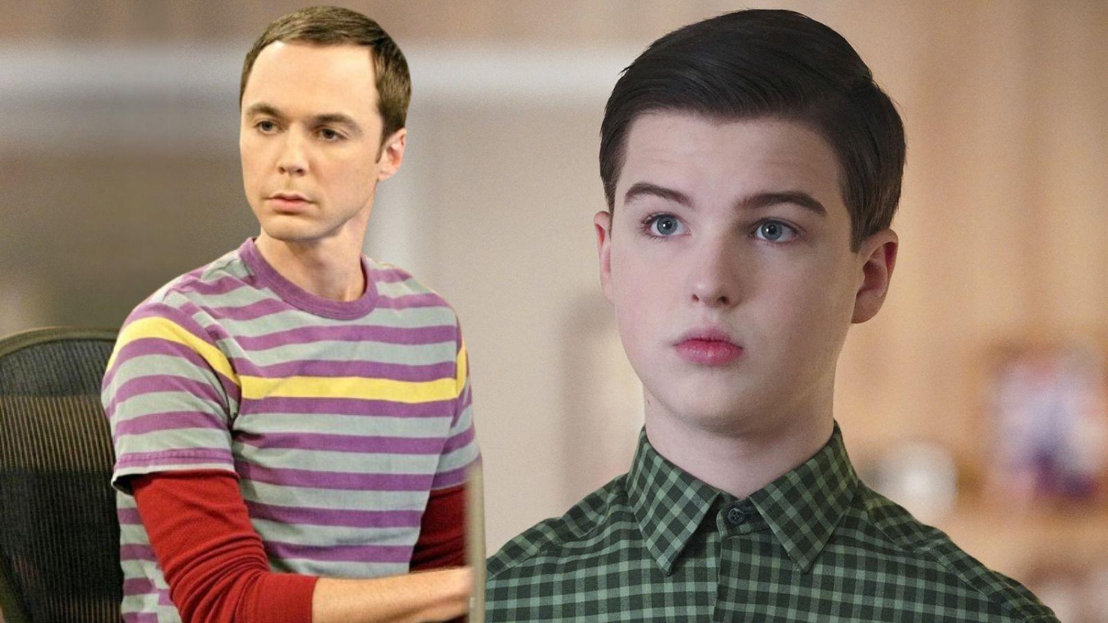 Jim Parsons and Iain Armitage as Sheldon Cooper in Young Sheldon and The Big Bang Theory
