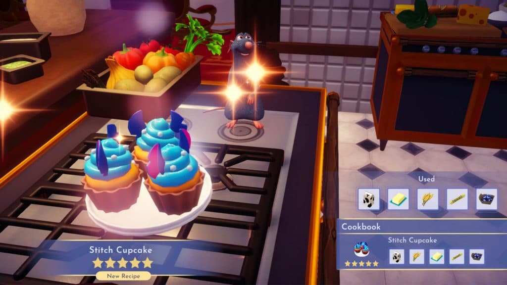 Disney Dreamlight Valley Stitch cupcake recipe