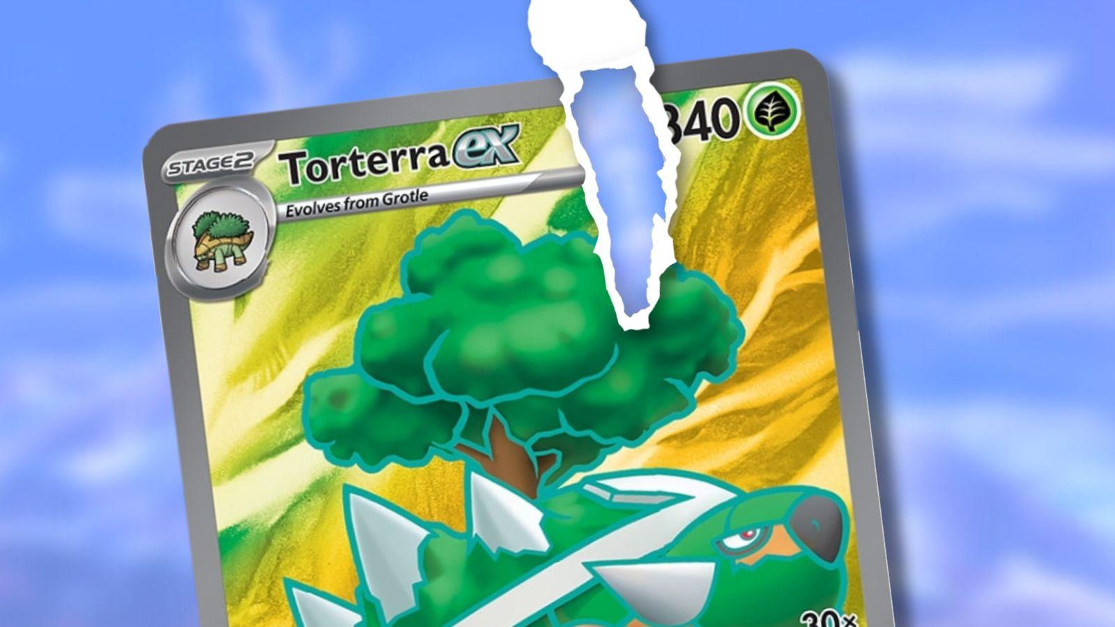 Ripped Torterra ex Pokemon card.