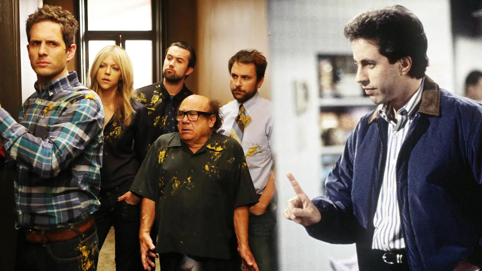 The cast of It's Always Sunny and Jerry Seinfeld in Seinfeld
