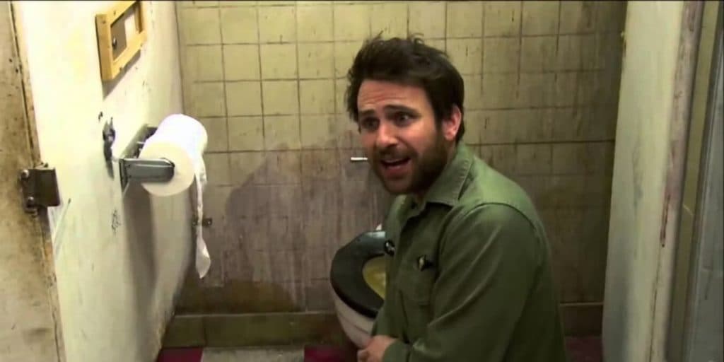 Charlie scrubs the toilet in the Always Sunny episode, Charlie Work