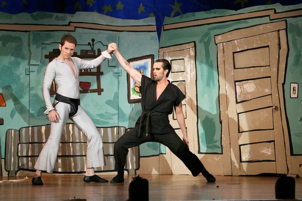 Dennis and Mac perform in The Nightman Cometh
