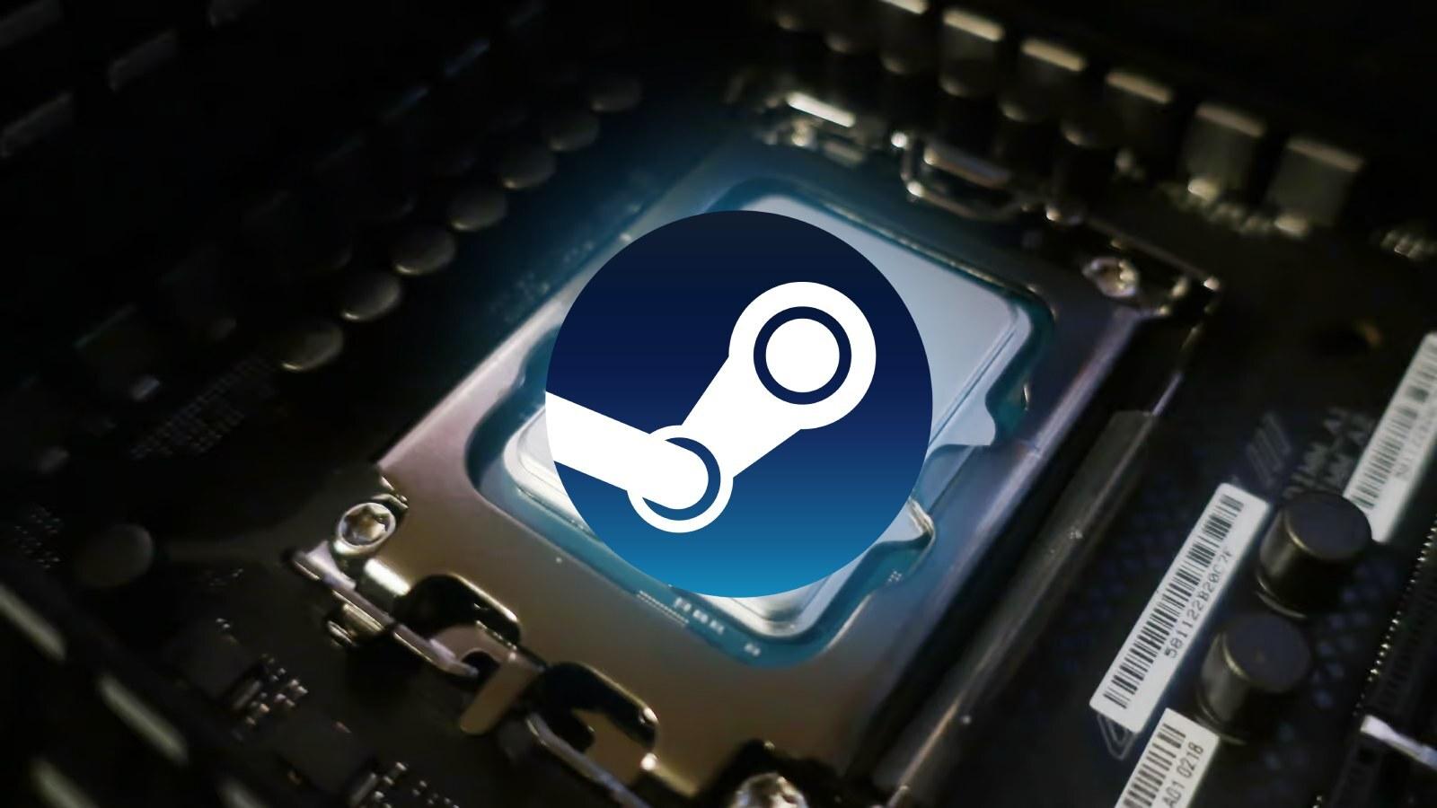 Steam Logo over an Intel CPU