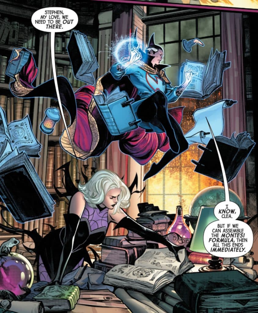 Doctor Strange and Clea attempt to craft the Montesi Formula.