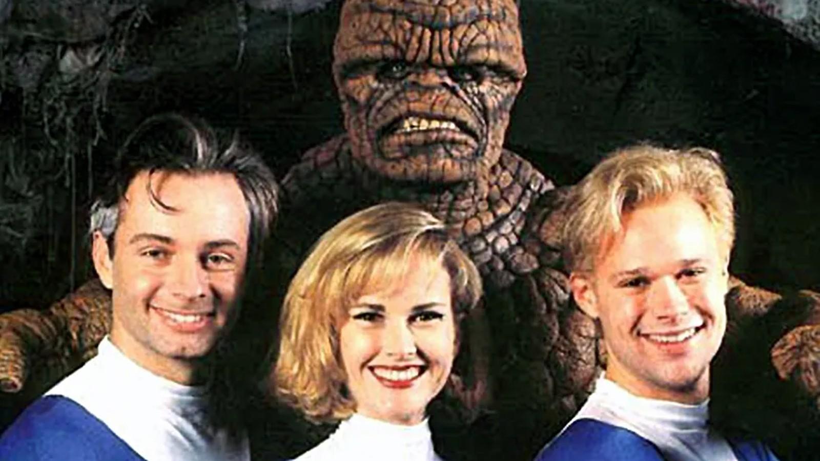 All four of the Fantastic Four grinning.