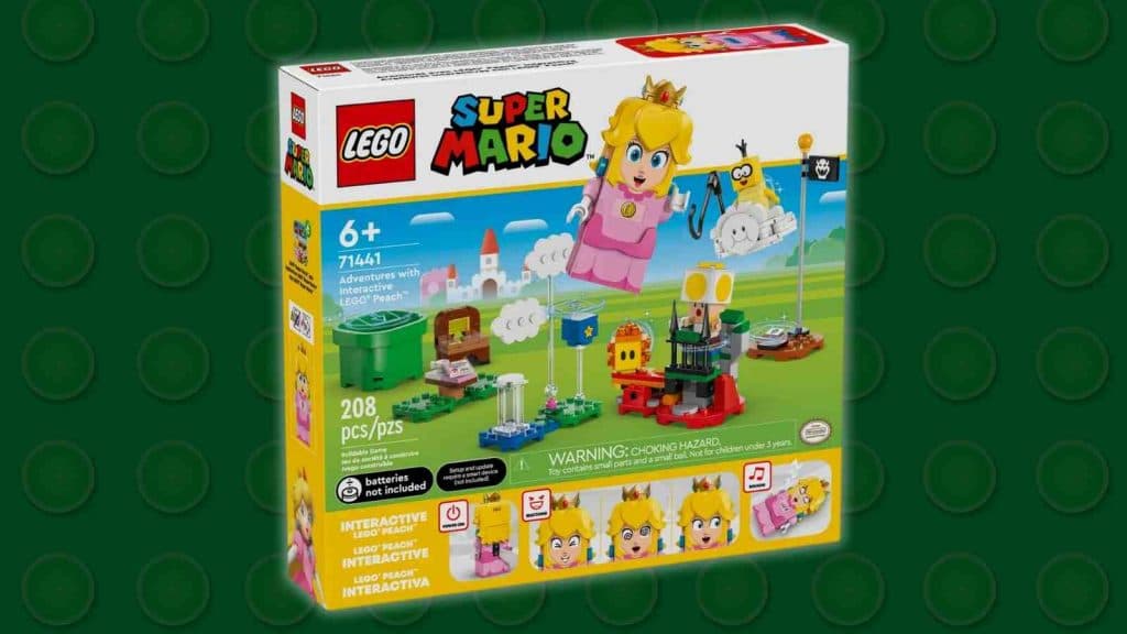 The LEGO Super Mario Adventures with Interactive LEGO Peach on a LEGO background