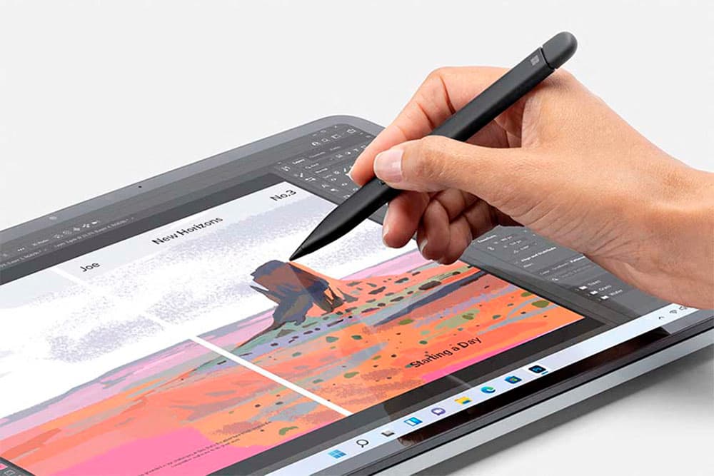Microsoft Slim Pen 2 being used on a tablet