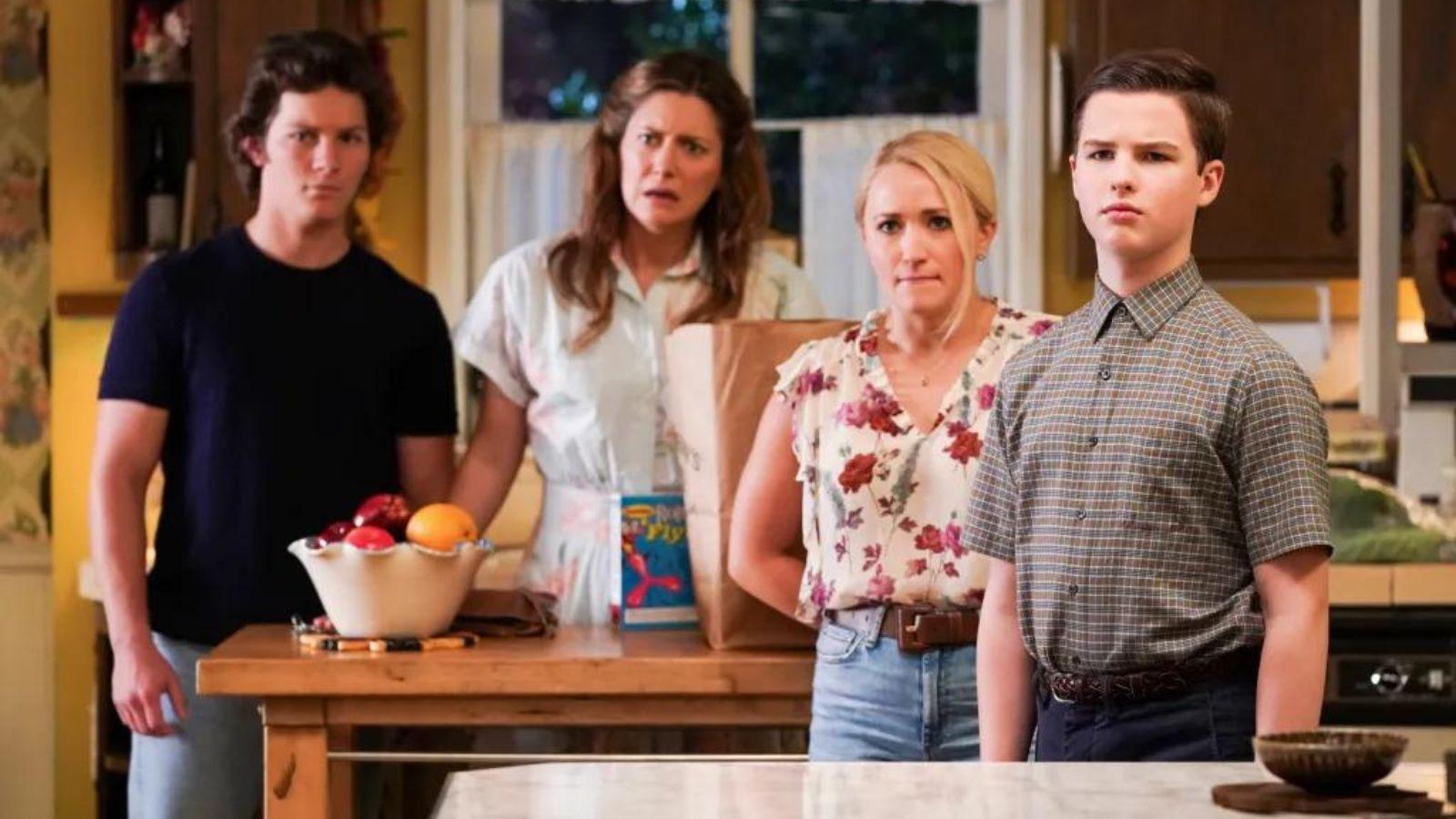 Sheldon, Georgie, Mandy, and Mary in Young Sheldon