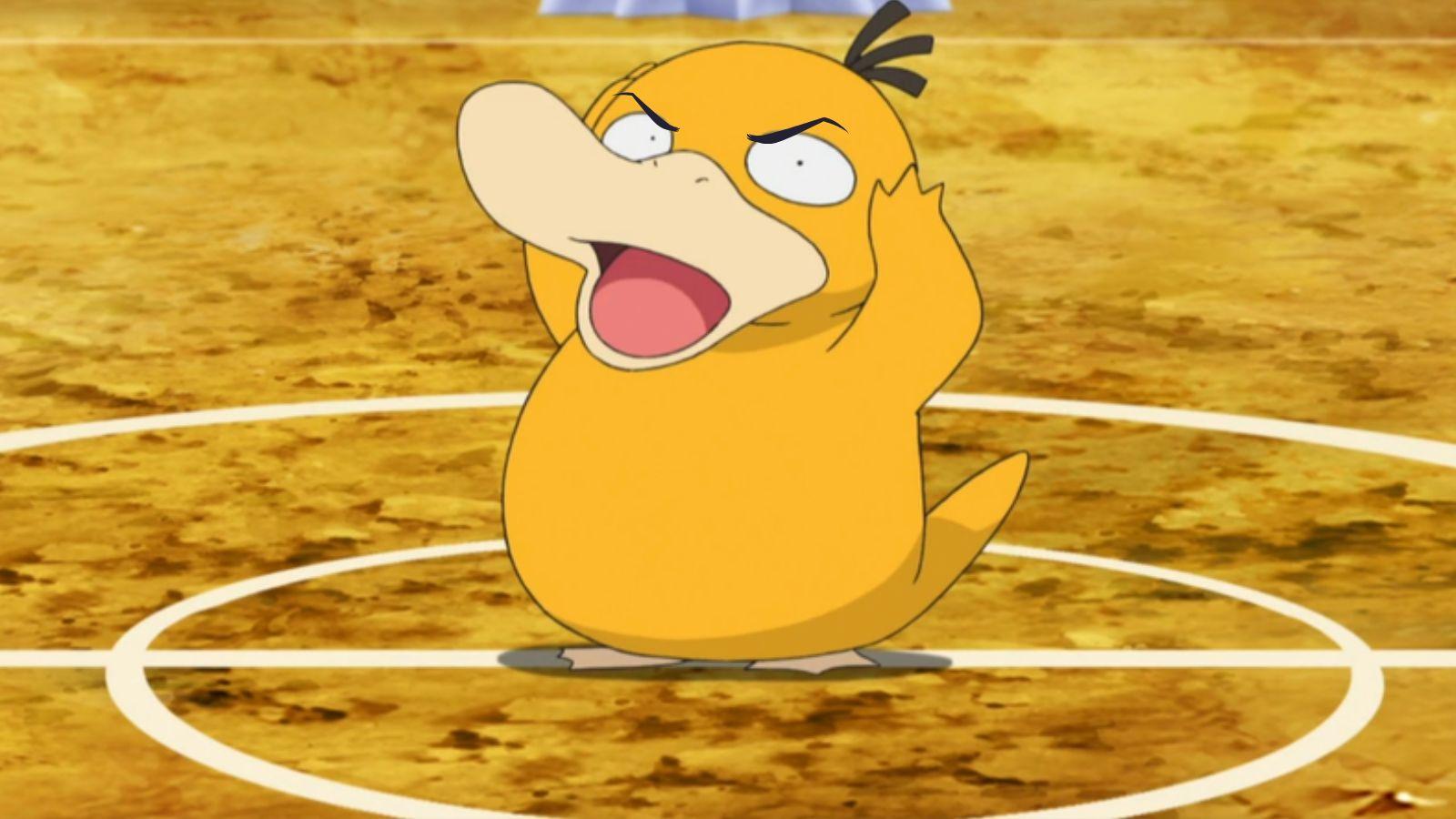 Psyduck Pokemon with angry eyebrows.