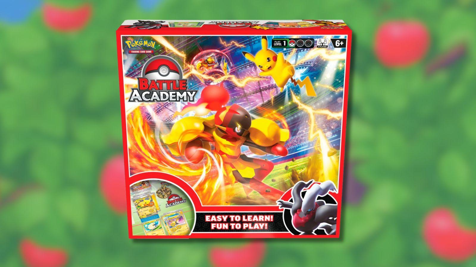 Pokemon TCG Battle Academy with Applin background.