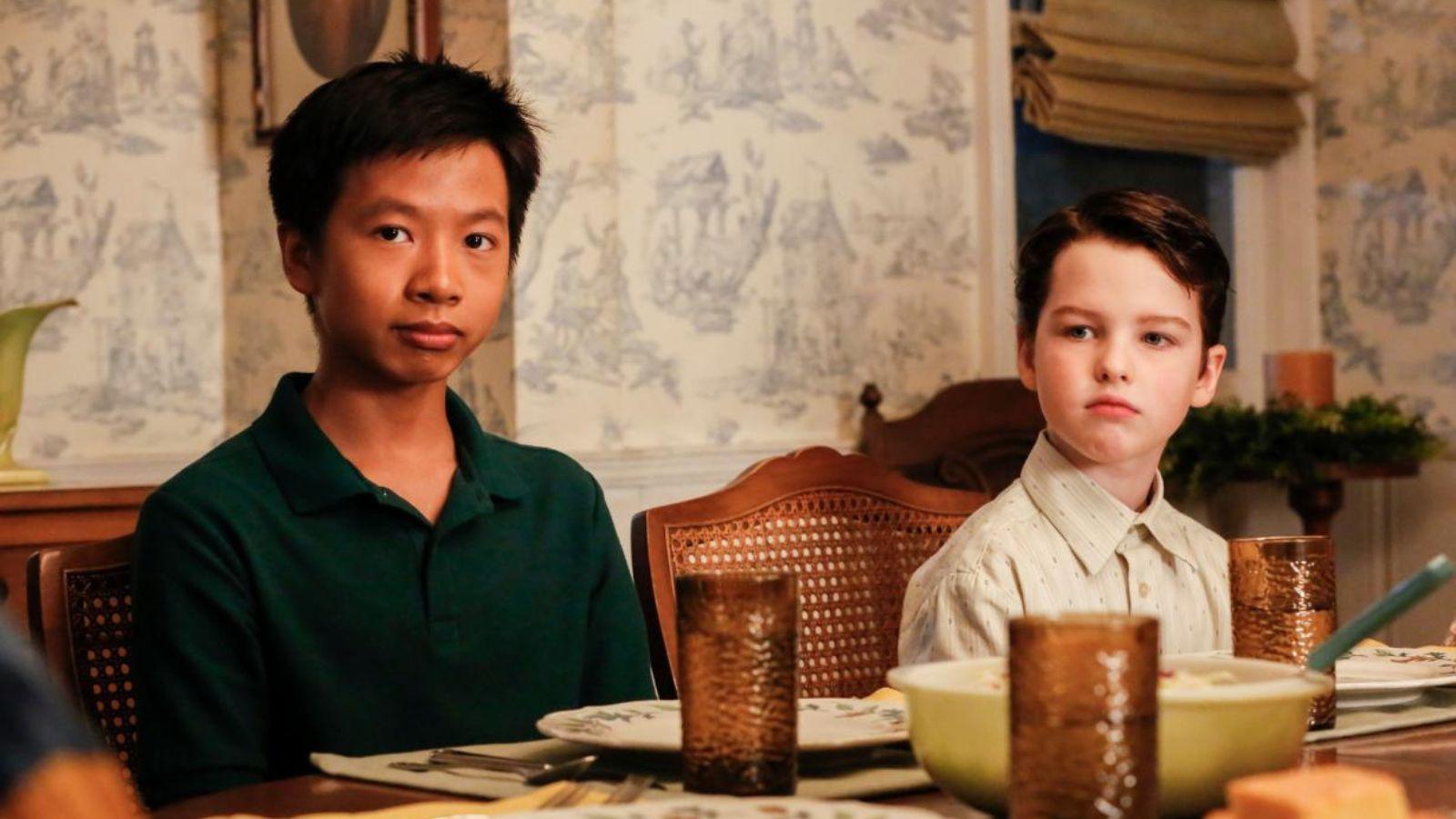 Tam and Sheldon in Young Sheldon, who are also in Big Bang Theory