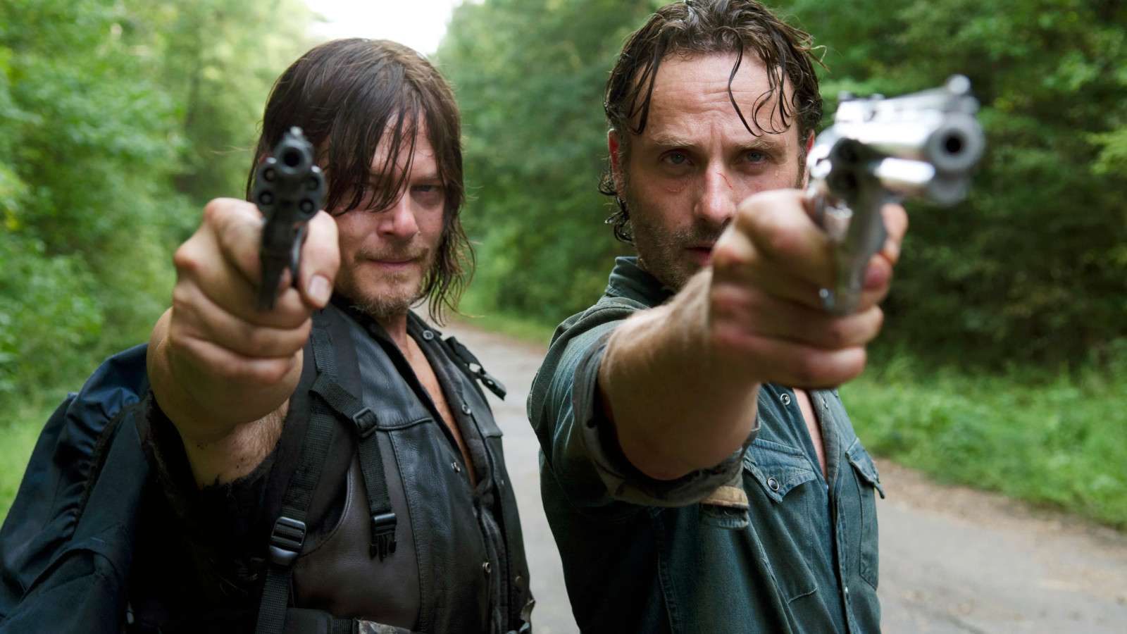 Norman Reedus as Daryl and Andrew Lincoln as Rick in The Walking Dead
