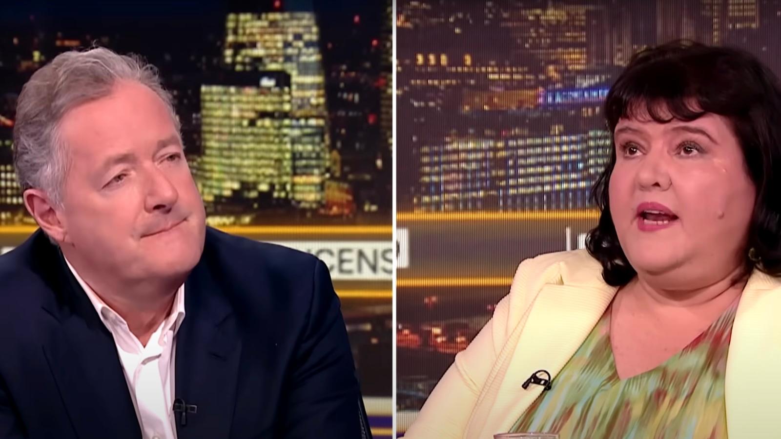 Piers Morgan and Fiona Harvey in The Real Martha Uncensored