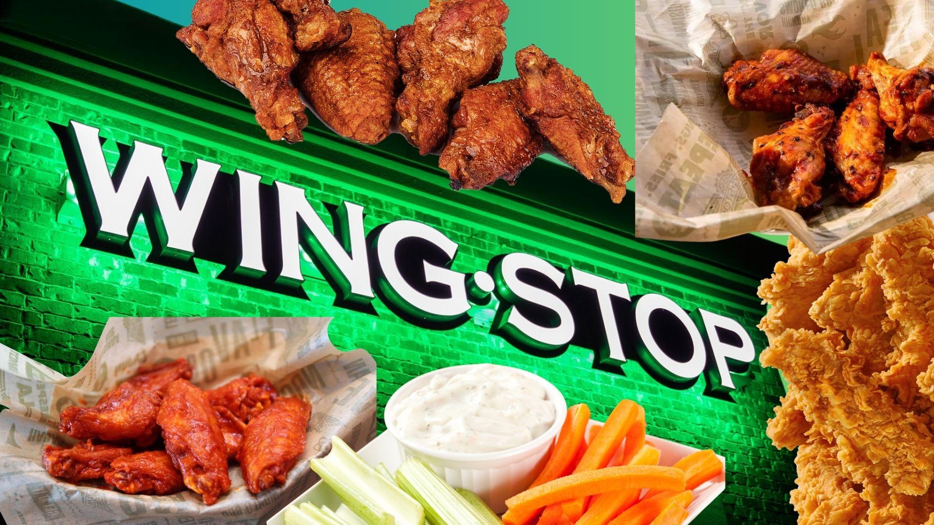 Wingstop logo and chicken wings
