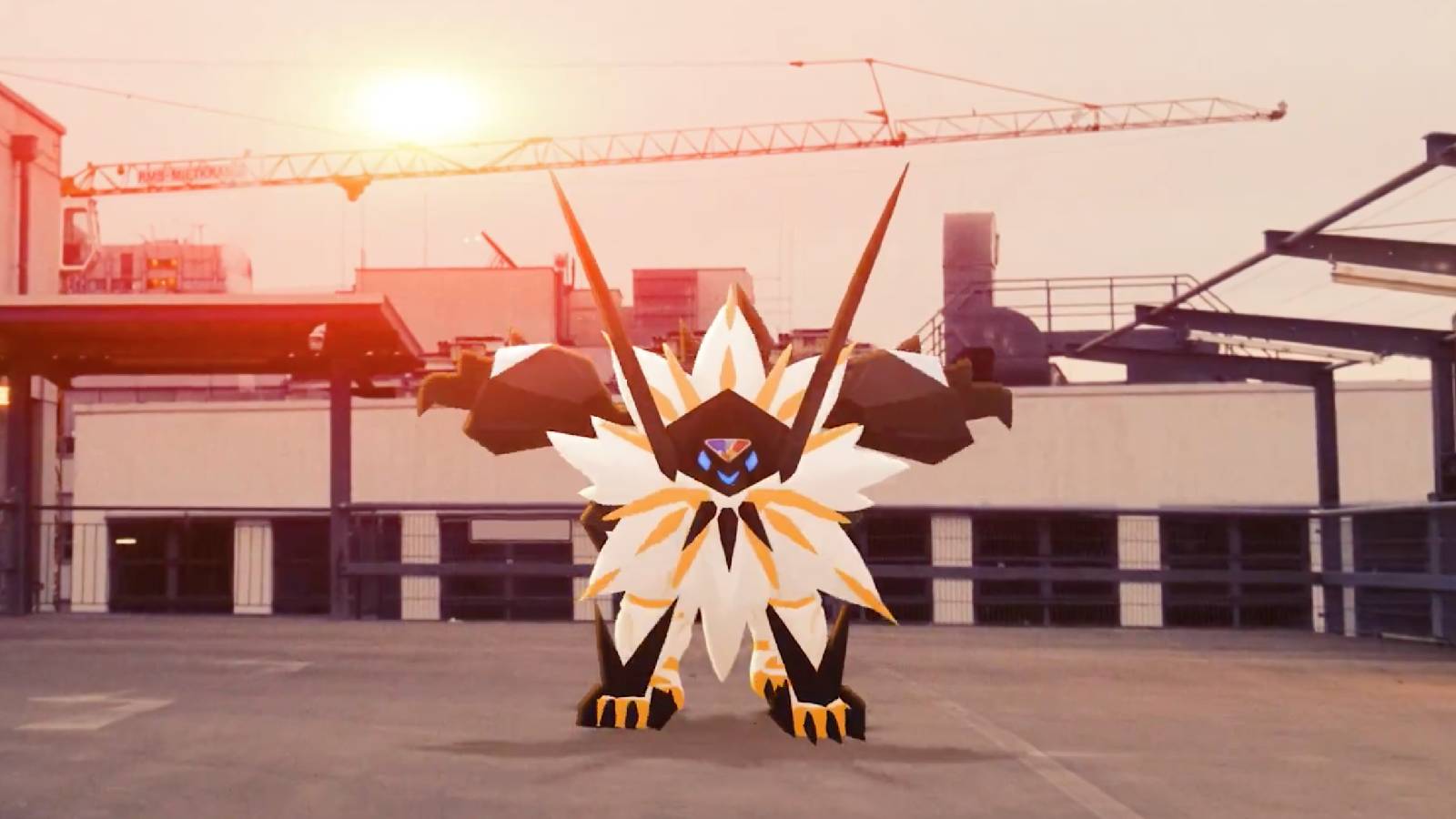 Dusk Mane Necrozma appears to stand on a rooftop