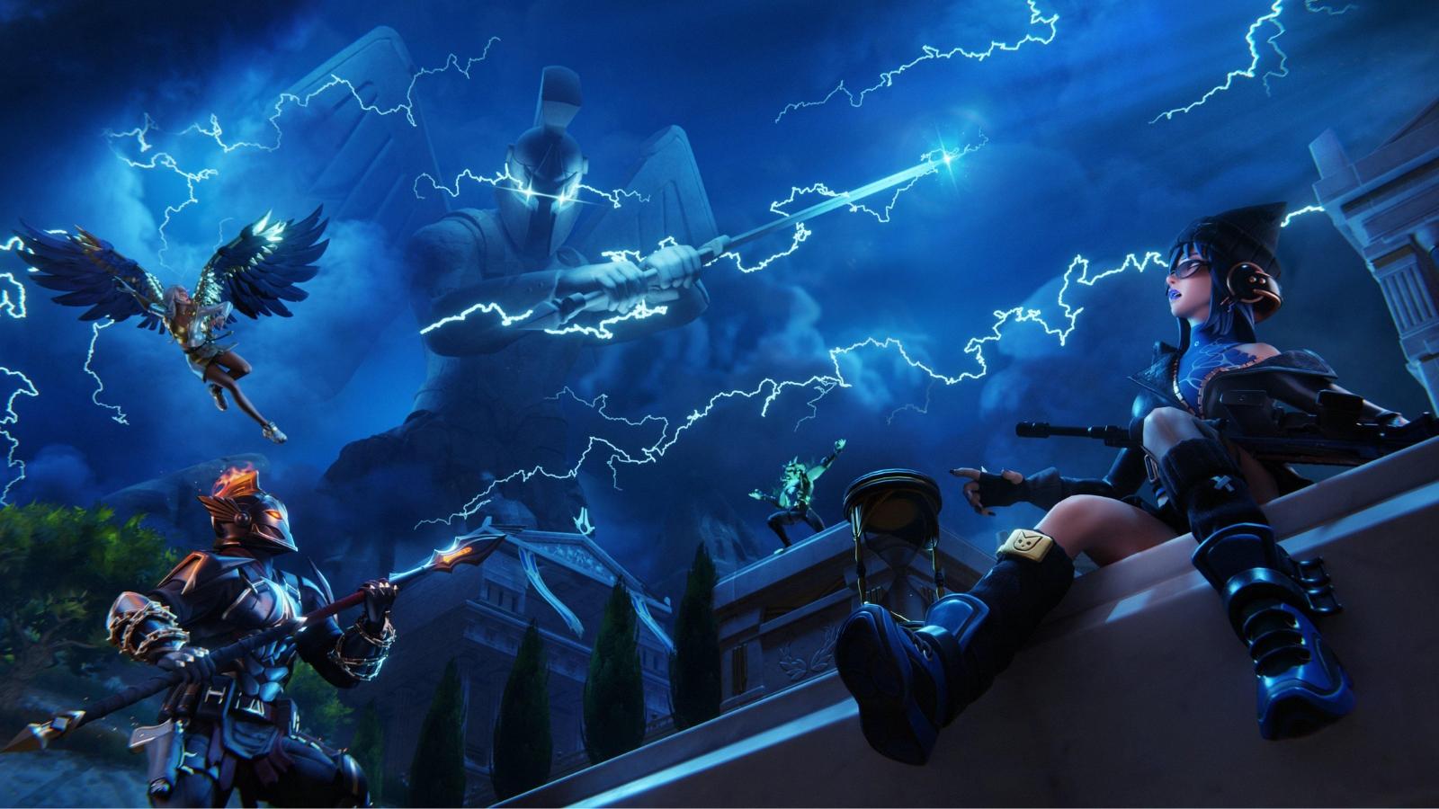 Mount Olympus with thunder in Fortnite