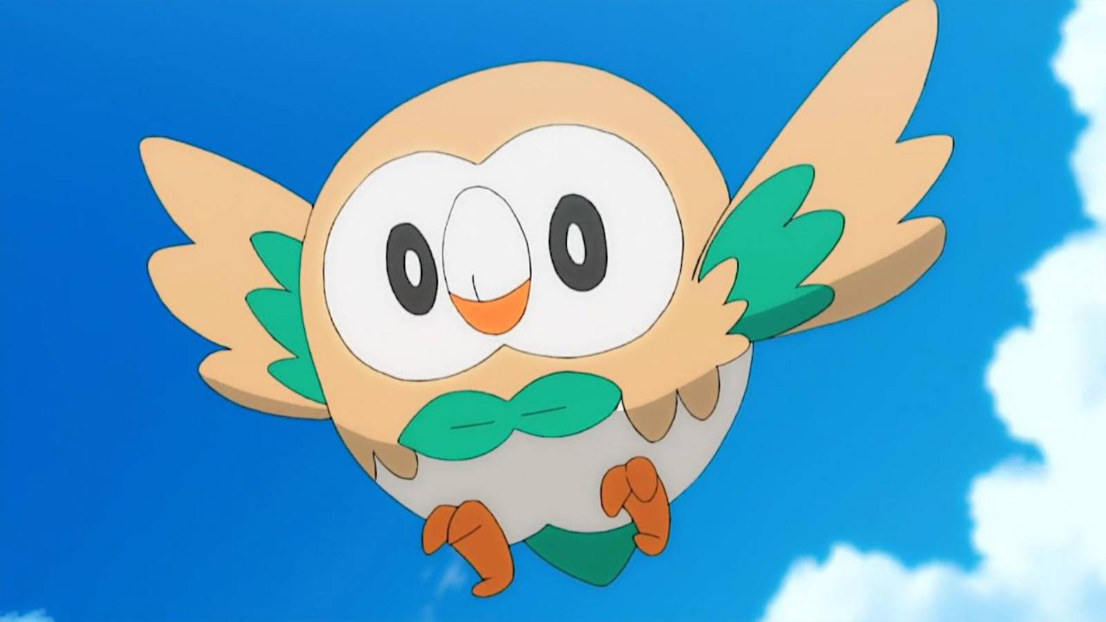 A still from the Pokemon anime shows Ash Ketchum's Rowlet