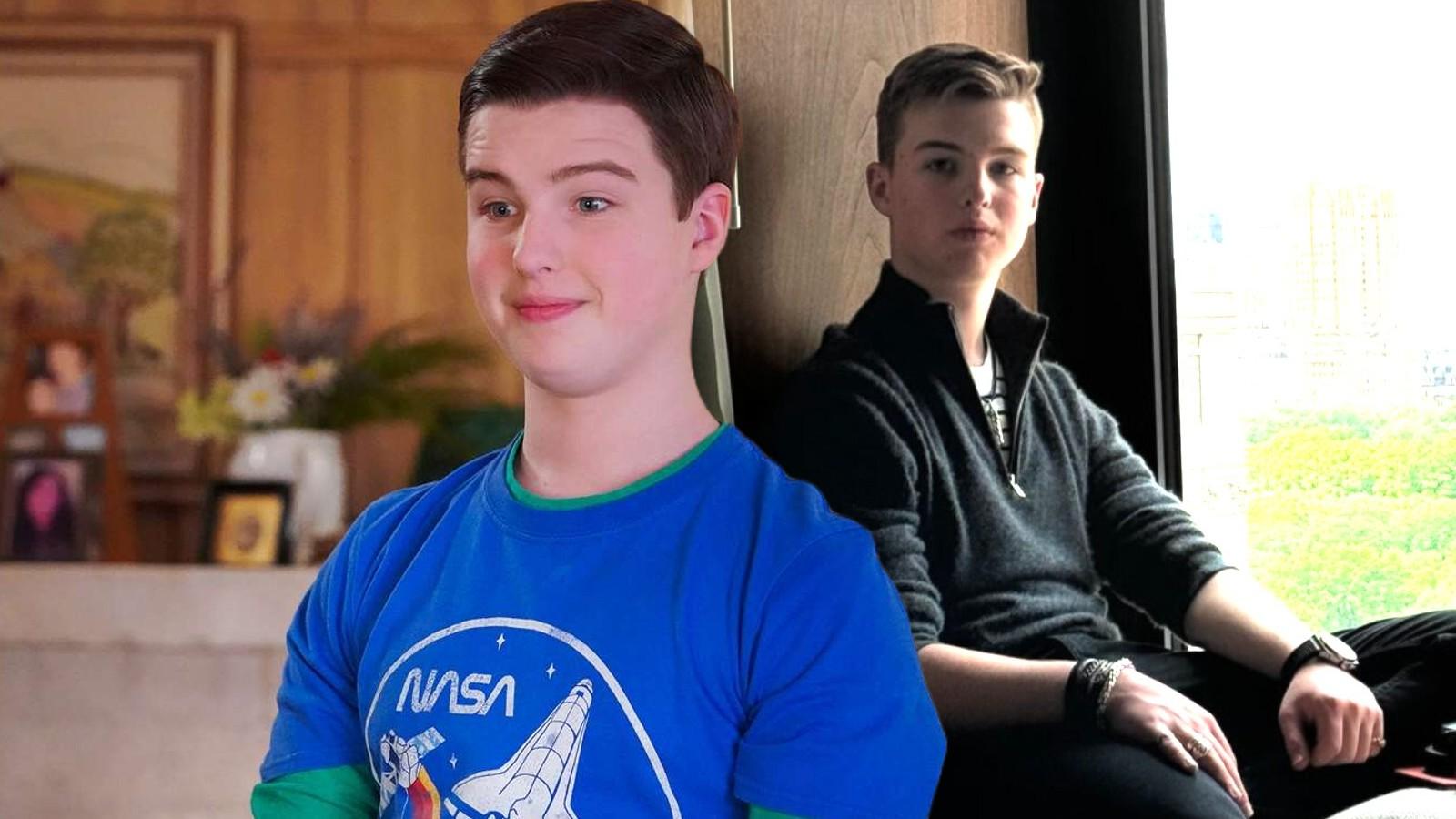 Iain Armitage in Young Sheldon and a screenshot of his Instagram