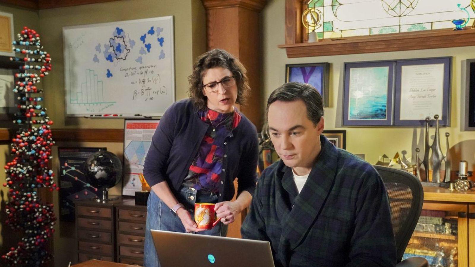 Amy and adult Sheldon in Young Sheldon Season 7 Episode 14