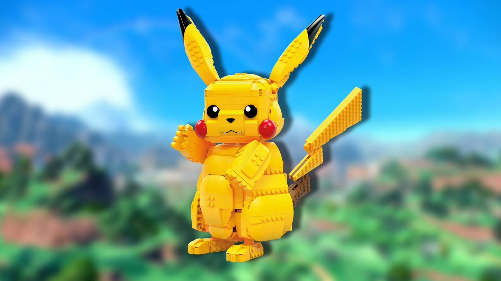 A figure of Pikachu is visible, made out of building blocks