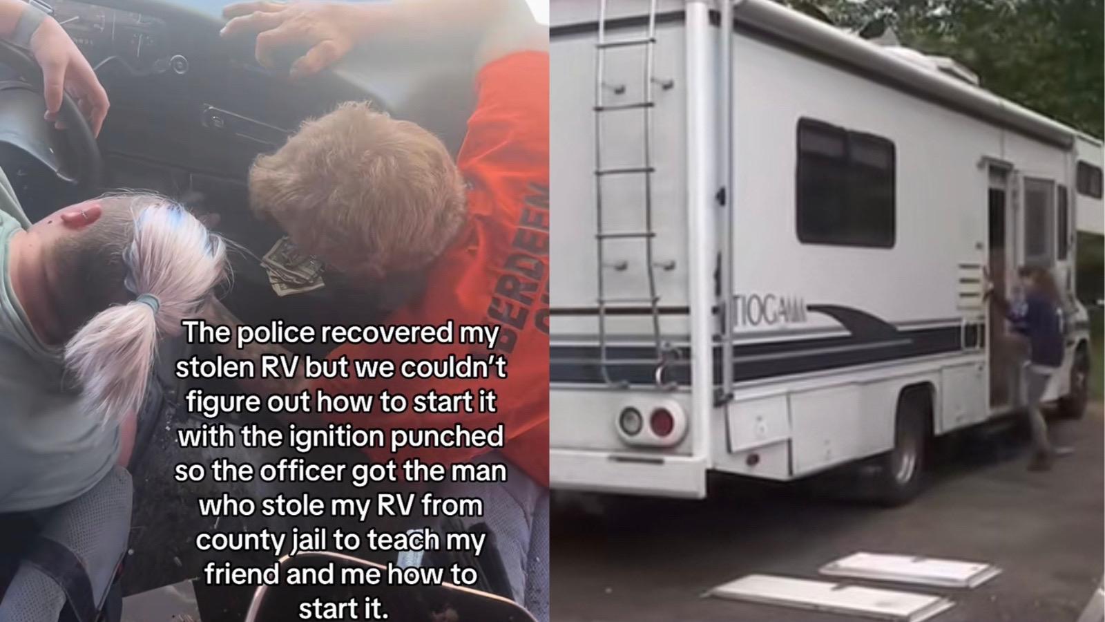inmate released from jail to start woman's RV after he stole it