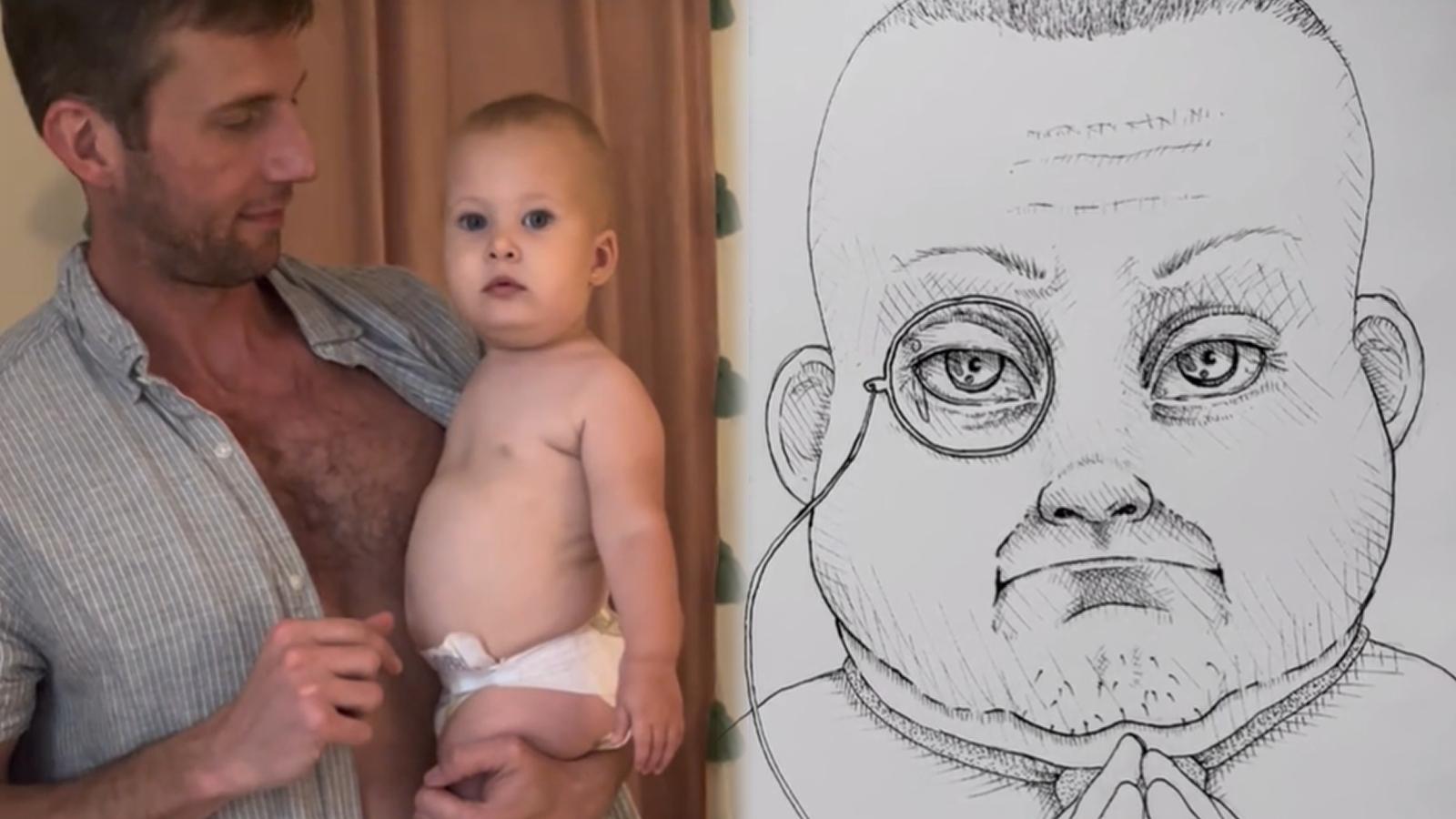 TikTok's "full conscious baby" alongside an artistic rendition