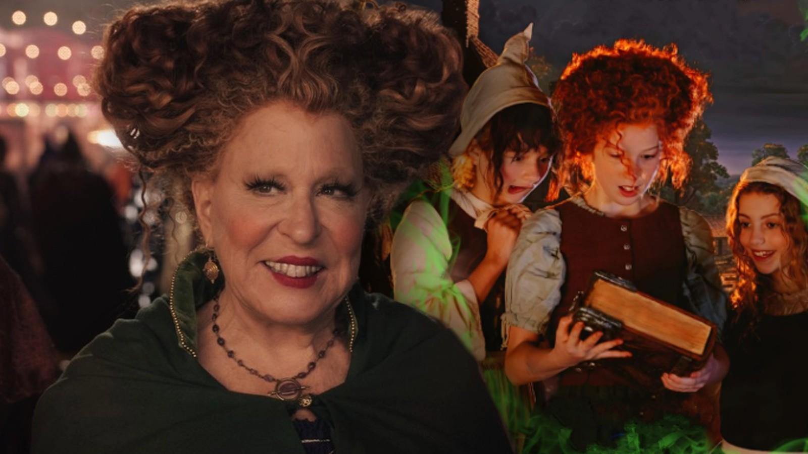 Bette Midler in Hocus Pocus 2 and the fake poster for the prequel