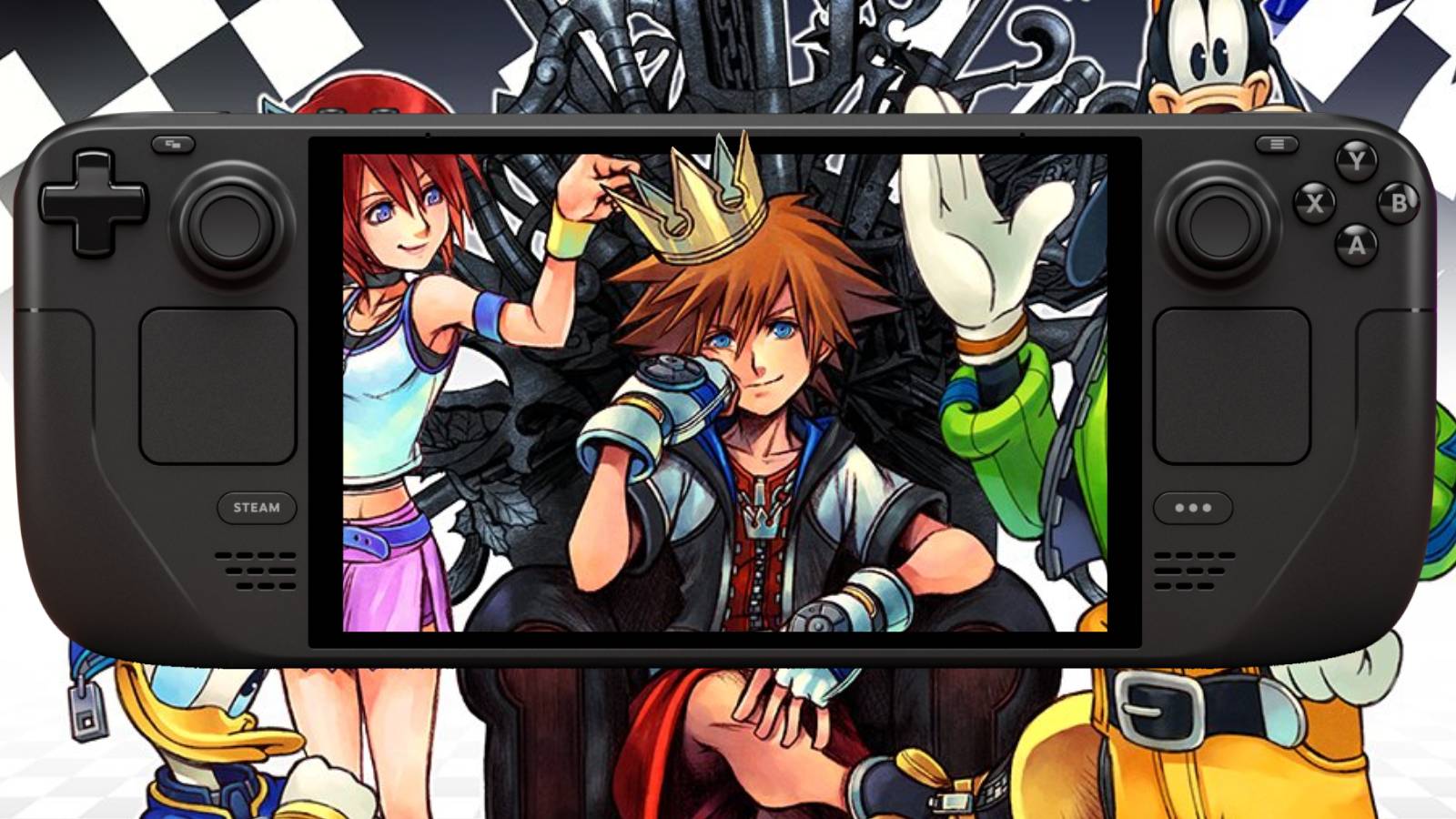 Key-art of Kingdom Hearts on the screen of a Steam Deck.