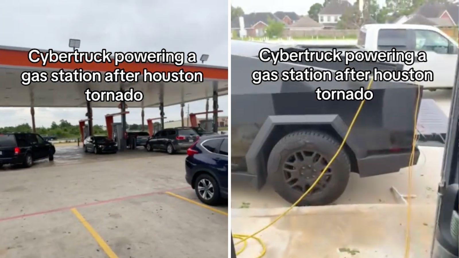 Cybertruck powers gas station after storm