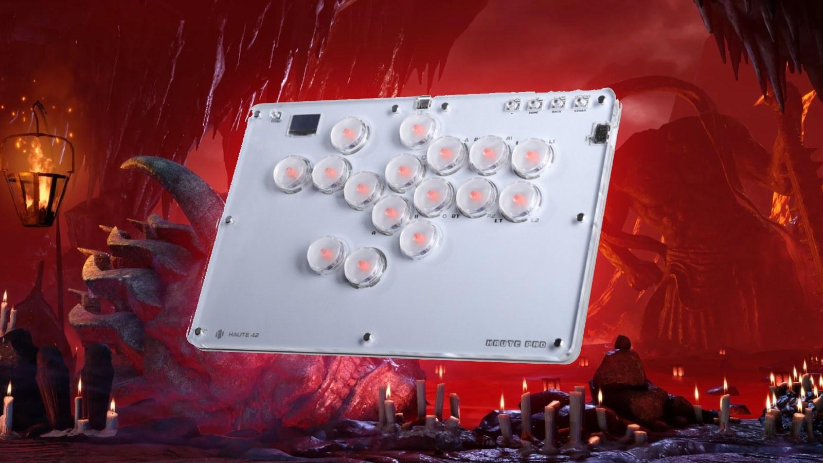 Haute 42 controller on a red Street Fighter 6 stage