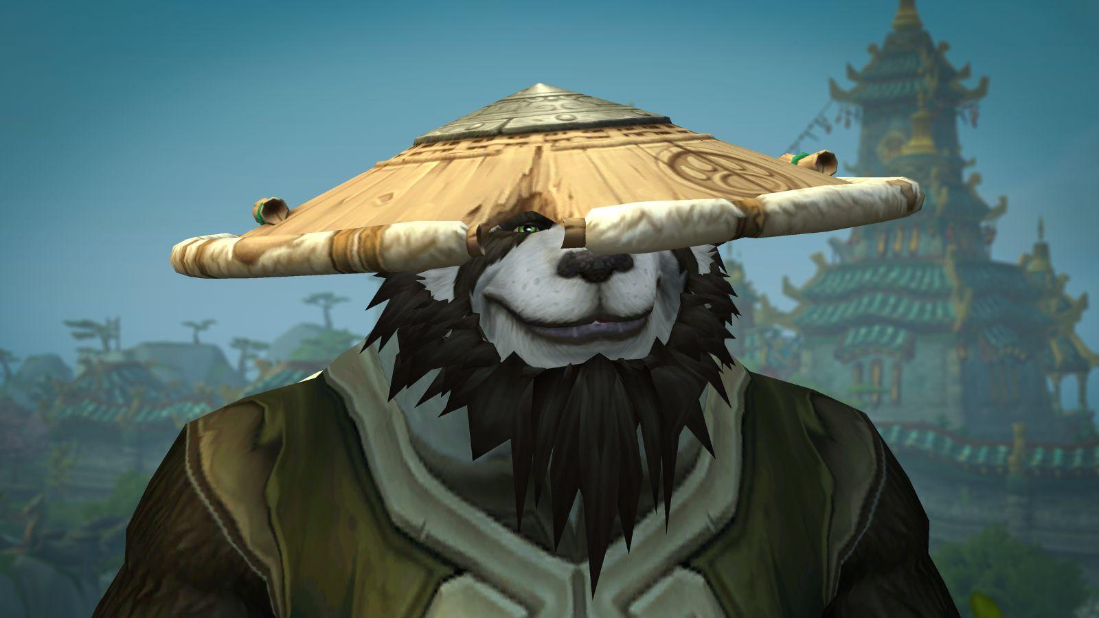 A Pandaren stares at the camera and smiles in WoW Remix